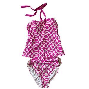 TARA GRINNA Women's Swim suit/Tankini size 34; 10; Pink & White